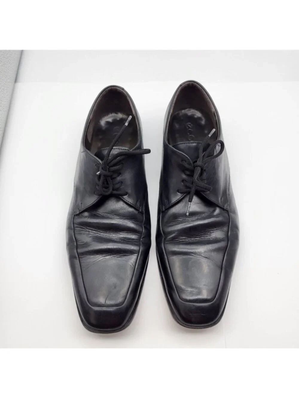 ECCO Men's Black Leather Derby Dress Shoes Square Toe Lace-Up EU 45 11